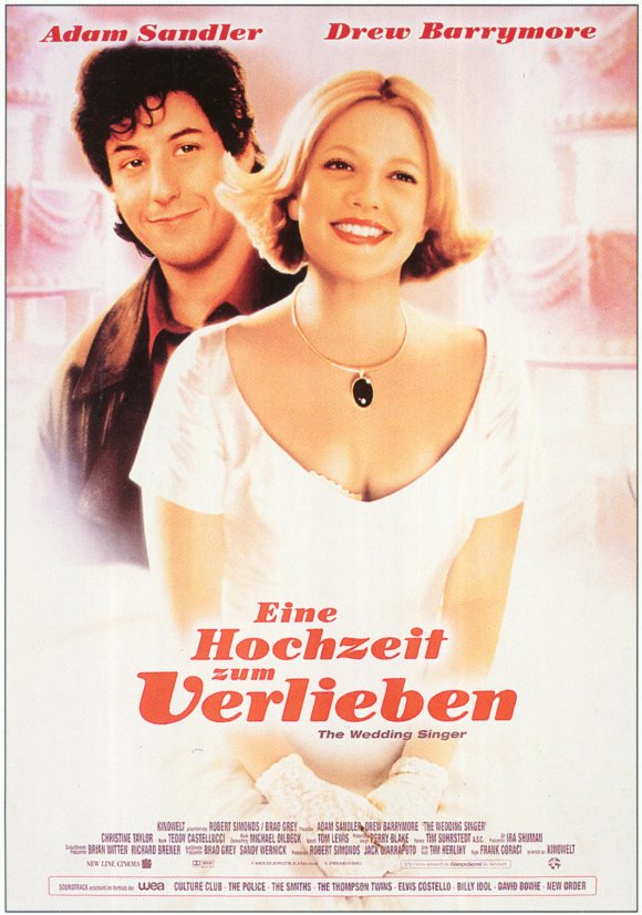 Pop Culture Graphics The Wedding Singer Poster Movie German 11 x 17 In - 28cm x 44cm Adam Sandler Drew Barrymore Christine Taylor Allen Covert Matthe