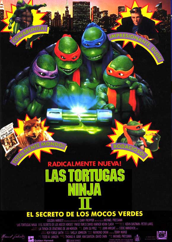 Pop Culture Graphics Teenage Mutant Ninja Turtles 2: The Secret of the Ooze Poster Movie Spanish 27 x 40 Inches - 69cm x 102cm Francois Chau
