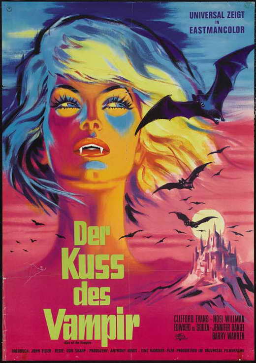 Pop Culture Graphics The Kiss of the Vampire Poster Movie German 27 x 40 Inches - 69cm x 102cm Clifford Evans Edward de Souza Noel Willman