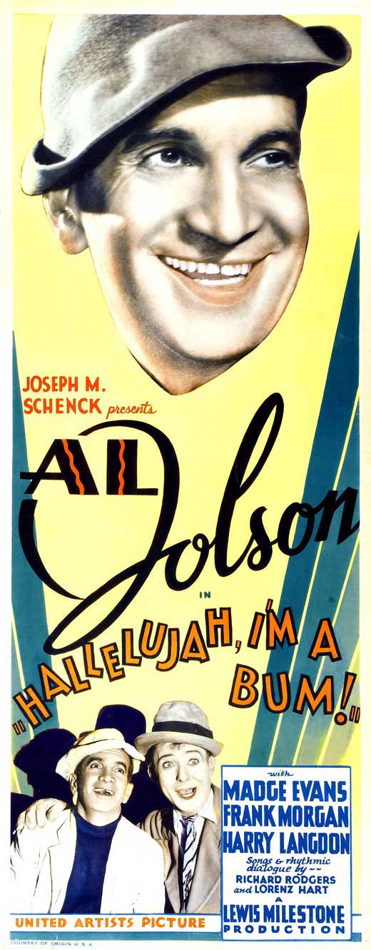 Pop Culture Graphics Hallelujah, I'm a Bum Poster Movie Insert 14 x 36 Inches - 36cm x 92cm Al Jolson Madge Evans Frank Morgan Harry Langdon