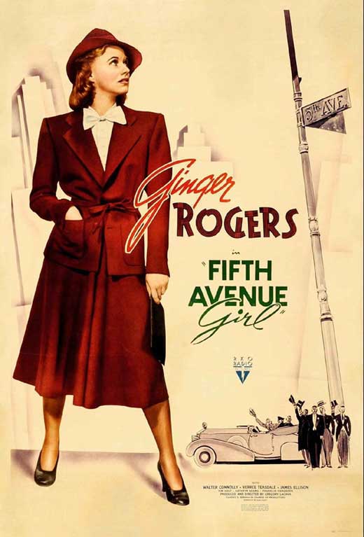 Pop Culture Graphics Fifth Avenue Girl Poster Movie B 11 x 17 Inches - 28cm x 44cm Ginger Rogers Walter Connolly Verree Teasdale