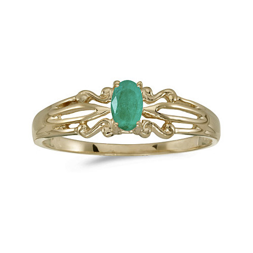 Direct-Jewelry 14k Yellow Gold Oval Emerald Ring