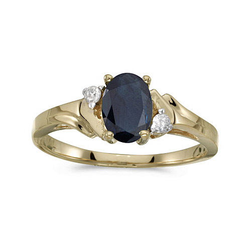 Direct-Jewelry 14k Yellow Gold Oval Sapphire And Diamond Ring