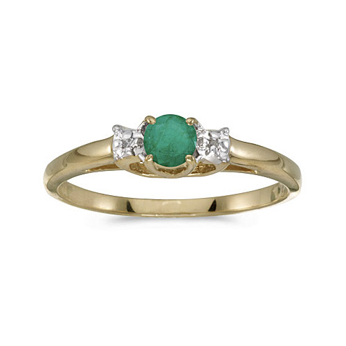 Direct-Jewelry 10k Yellow Gold Round Emerald And Diamond Ring