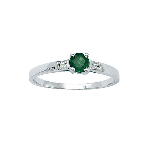 Direct-Jewelry 14K White Gold Round Emerald and Diamond Ring