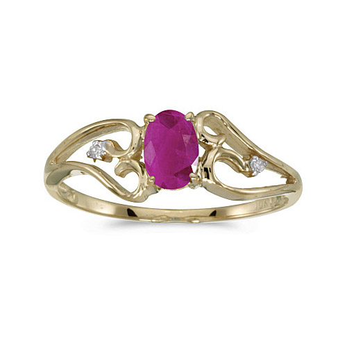 Direct-Jewelry 14k Yellow Gold Oval Ruby And Diamond Ring