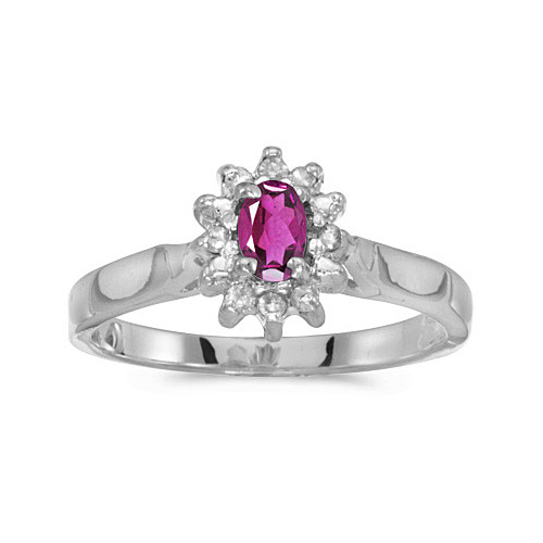 Direct-Jewelry 10k White Gold Oval Pink Topaz And Diamond Ring