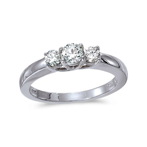 Direct-Jewelry 14k White Gold 0.25 Ct Three Stone Trellis Diamond Ring