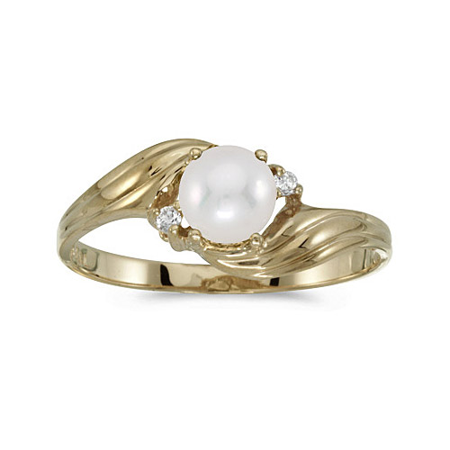 Direct-Jewelry 10k Yellow Gold Pearl And Diamond Ring