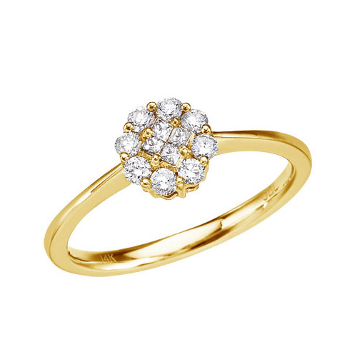 Direct-Jewelry 14k Yellow Gold .34 Ct Diamond Cluster Ring