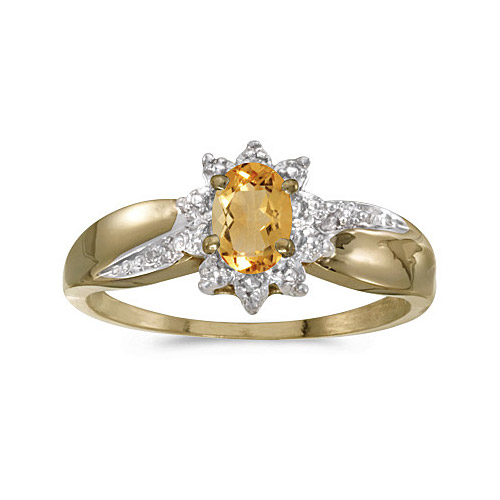 Direct-Jewelry 14k Yellow Gold Oval Citrine And Diamond Ring