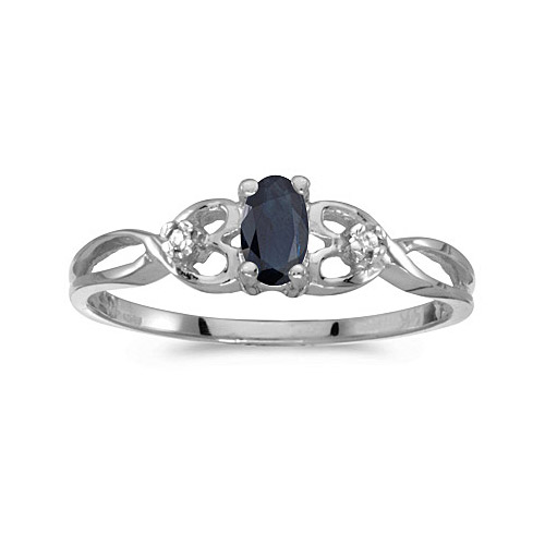 Direct-Jewelry 14k White Gold Oval Sapphire And Diamond Ring