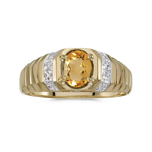 Direct-Jewelry 14k Yellow Gold Oval Citrine And Diamond Ring