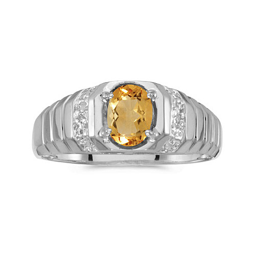 Direct-Jewelry 14k White Gold Oval Citrine And Diamond Ring