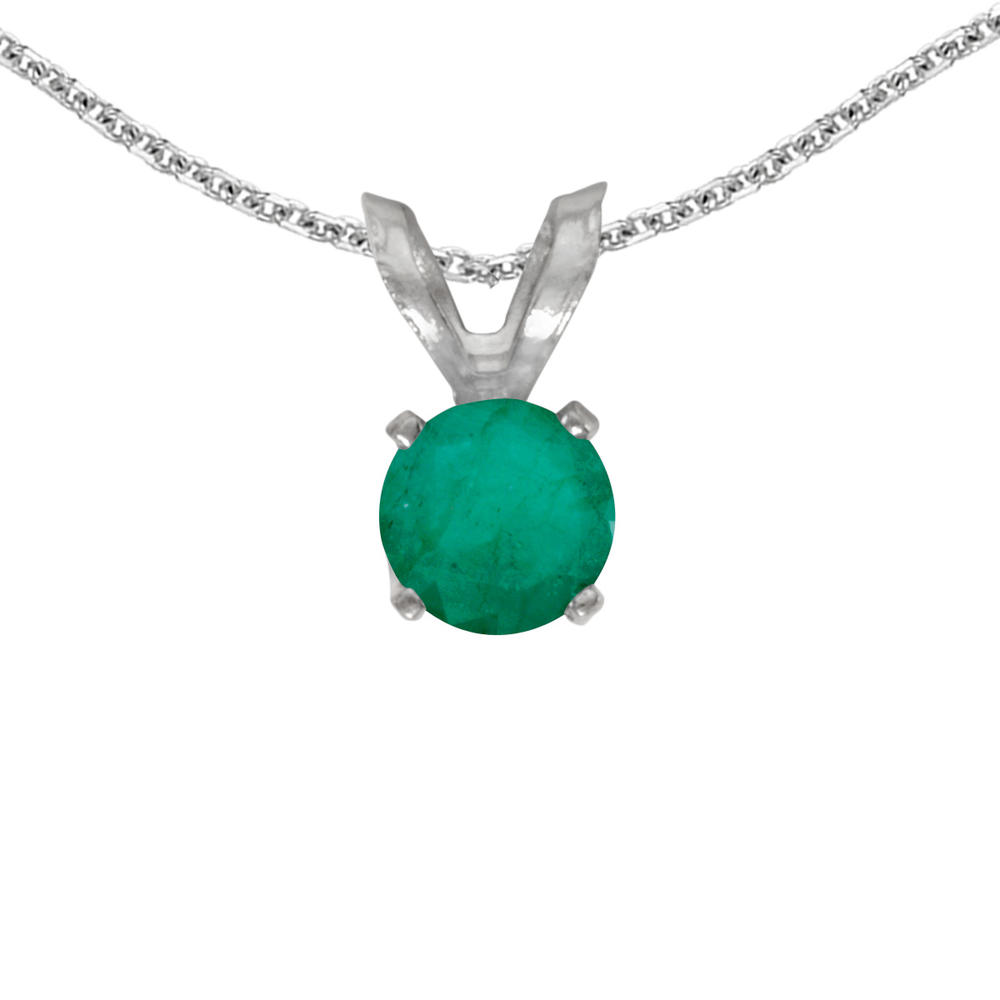 DIRECT-JEWELRY DON'T FORGET THE DASH 14k White Gold Round Emerald Pendant with 18" Chain