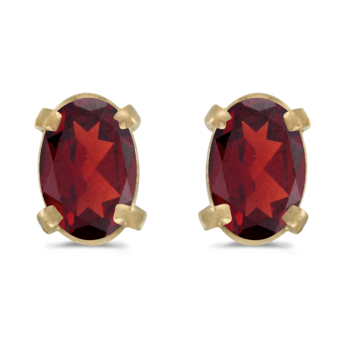 DIRECT-JEWELRY DON'T FORGET THE DASH 14k Yellow Gold Oval Garnet Earrings