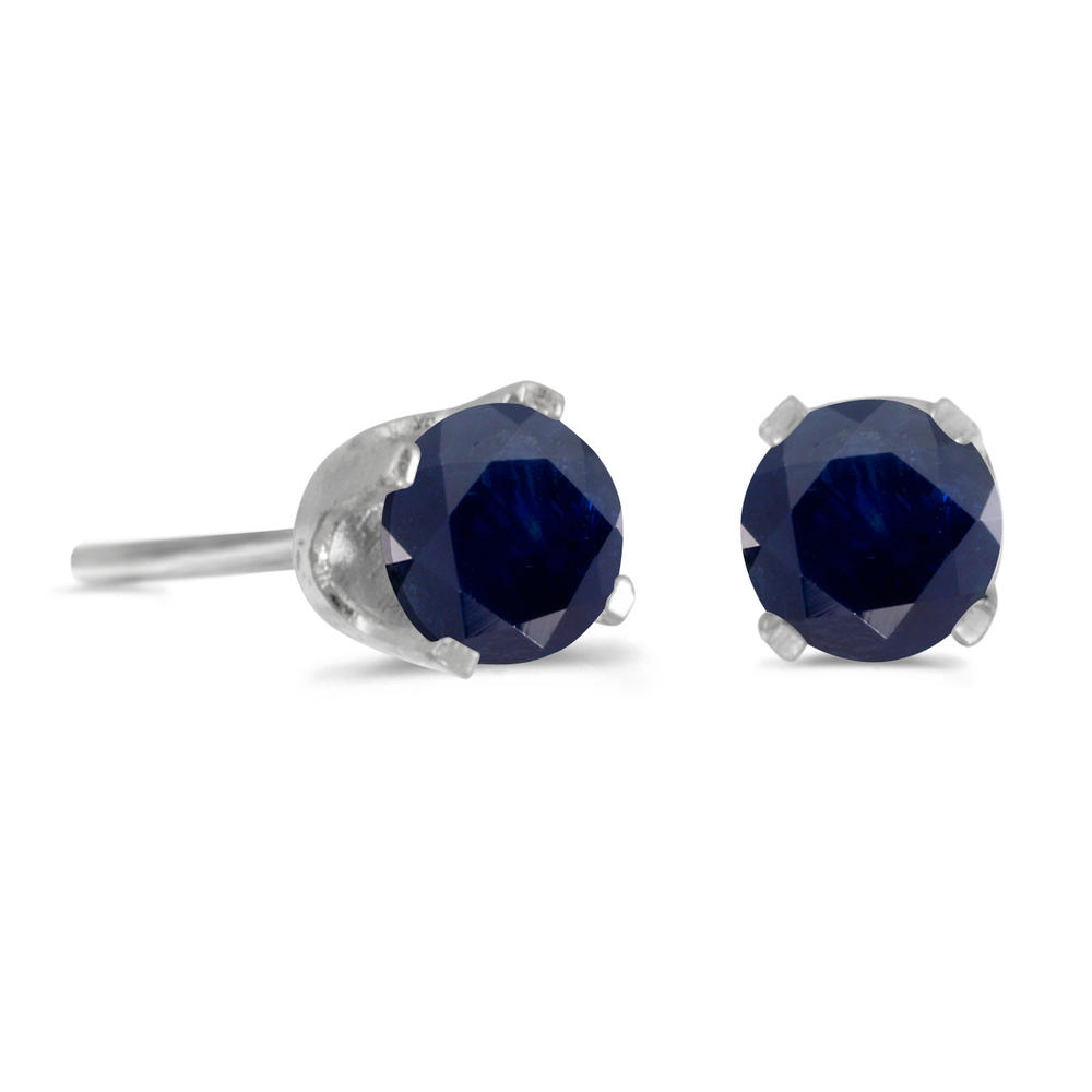 DIRECT-JEWELRY DON'T FORGET THE DASH 14k White Gold 4 mm Round Sapphire Stud Earrings