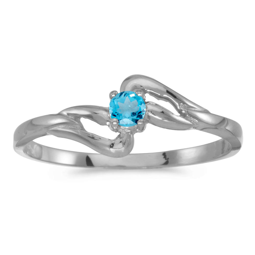 Direct-Jewelry 10k White Gold Round Blue Topaz Ring