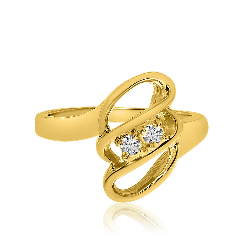 Direct-Jewelry 14K Yellow Gold Swirl Two-Stone Diamond Ring