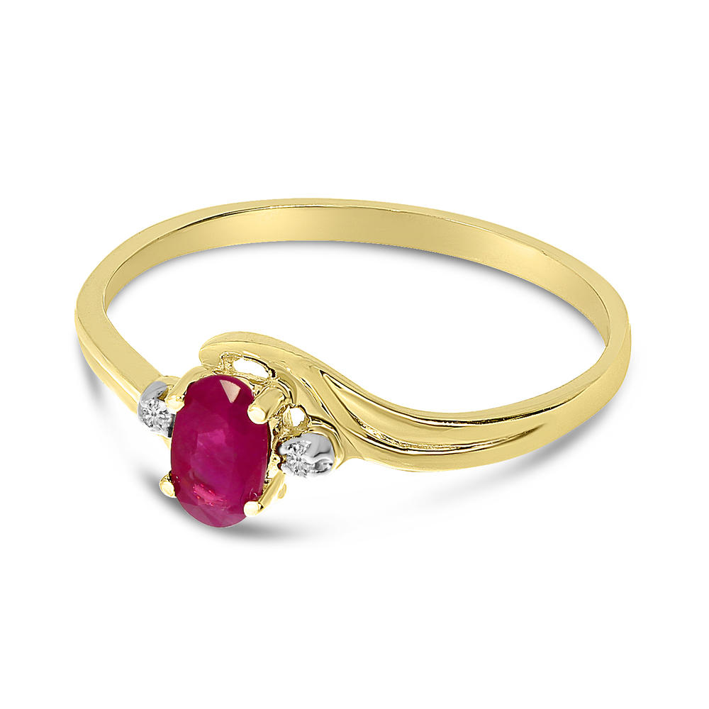 Direct-Jewelry Ruby and Diamond Ring in 10K Yellow Gold