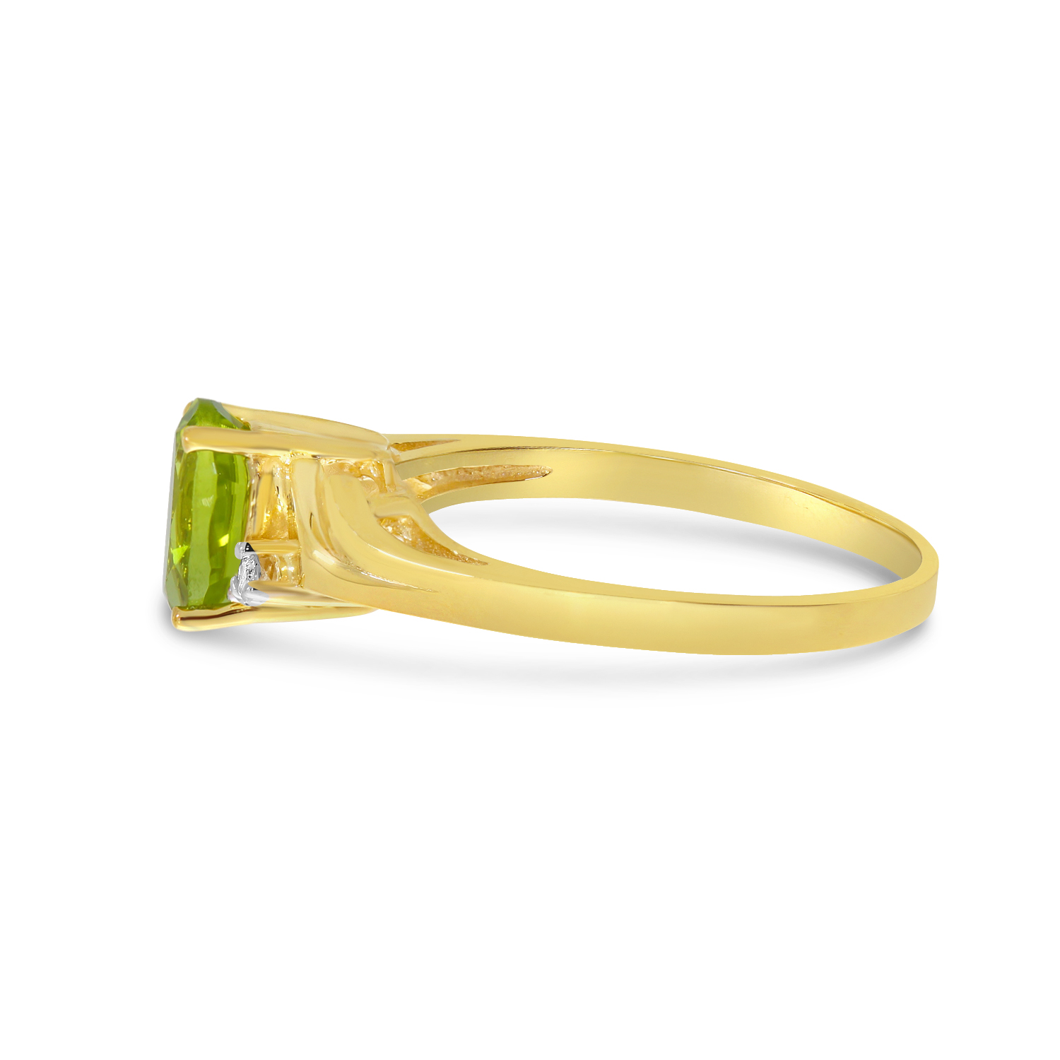 Direct-Jewelry 14k Yellow Gold Oval Peridot And Diamond Ring