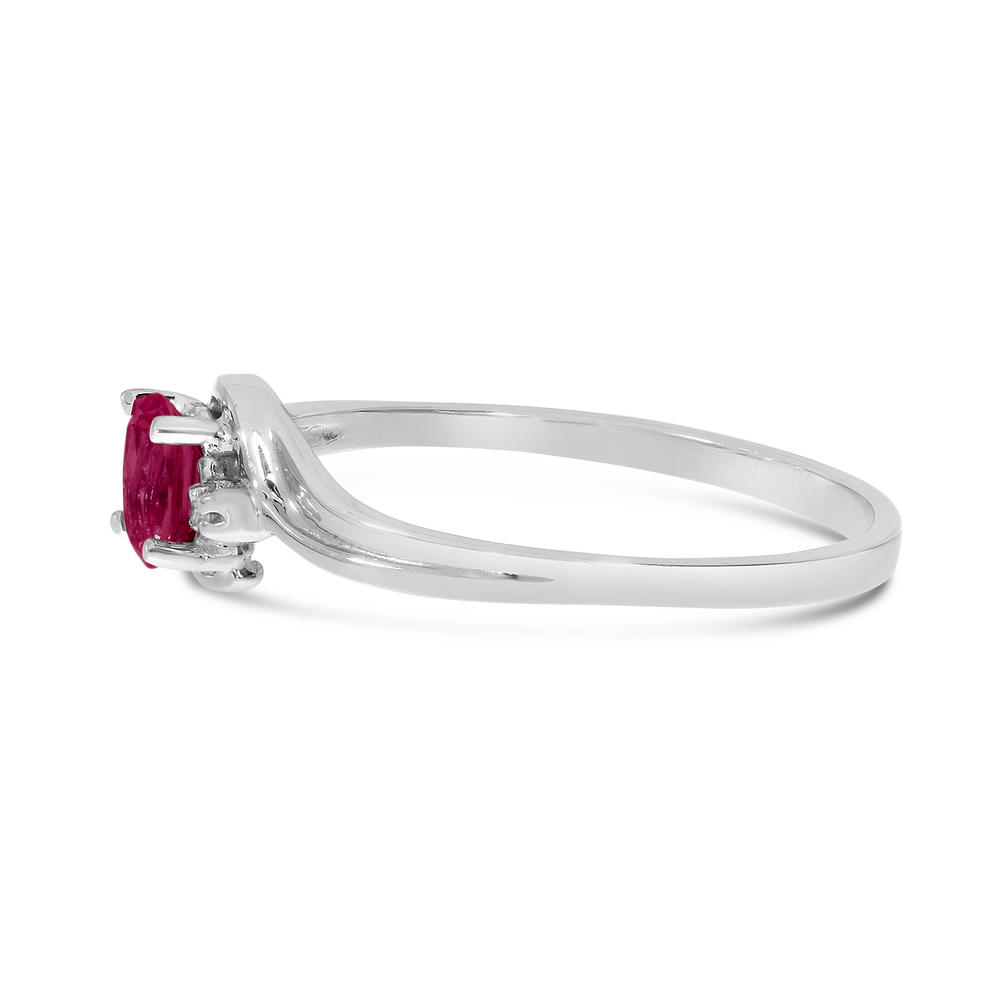 DIRECT-JEWELRY DON'T FORGET THE DASH 14k White Gold Oval Rhodolite Garnet And Diamond Ring