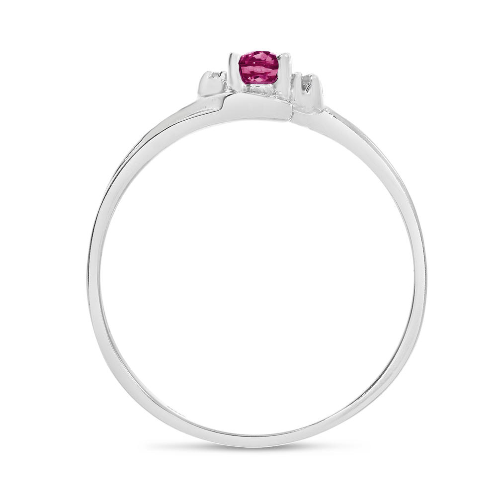 DIRECT-JEWELRY DON'T FORGET THE DASH 14k White Gold Oval Rhodolite Garnet And Diamond Ring