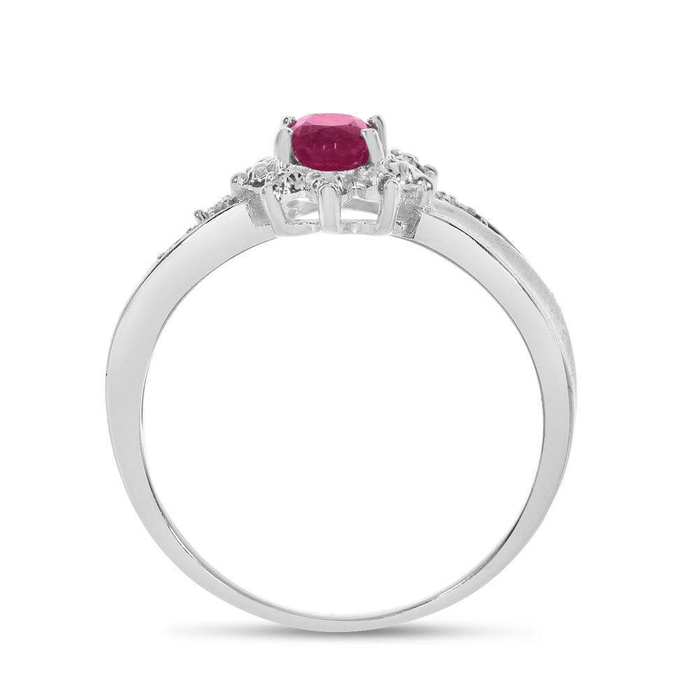Direct-Jewelry 14k White Gold Oval Ruby And Diamond Ring