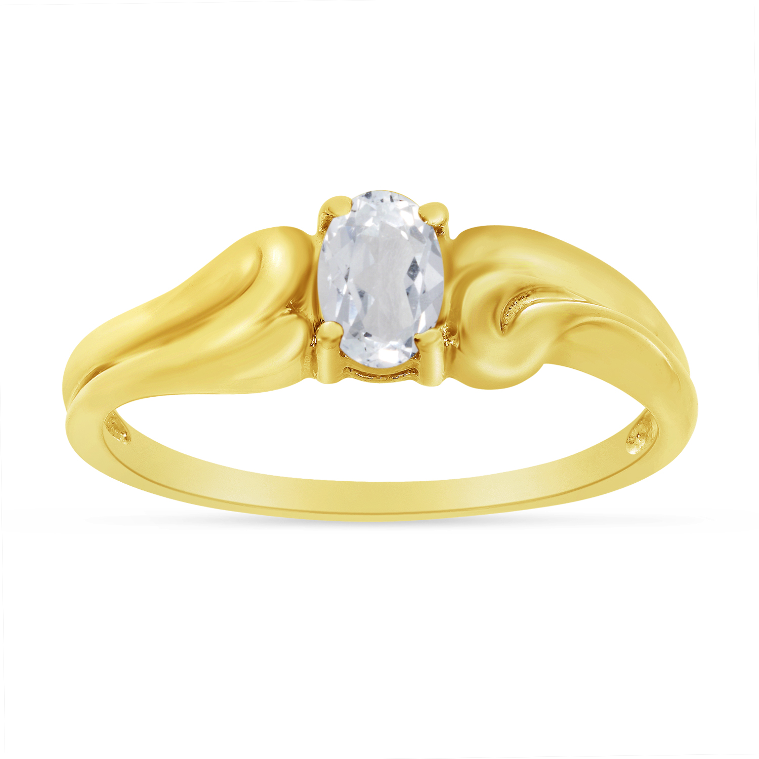 Direct-Jewelry 14k Yellow Gold Oval White Topaz Ring