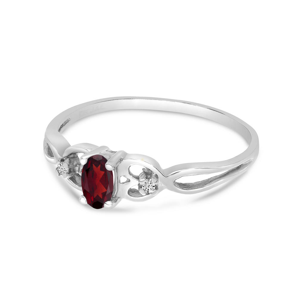 Direct-Jewelry 14k White Gold Oval Garnet And Diamond Ring
