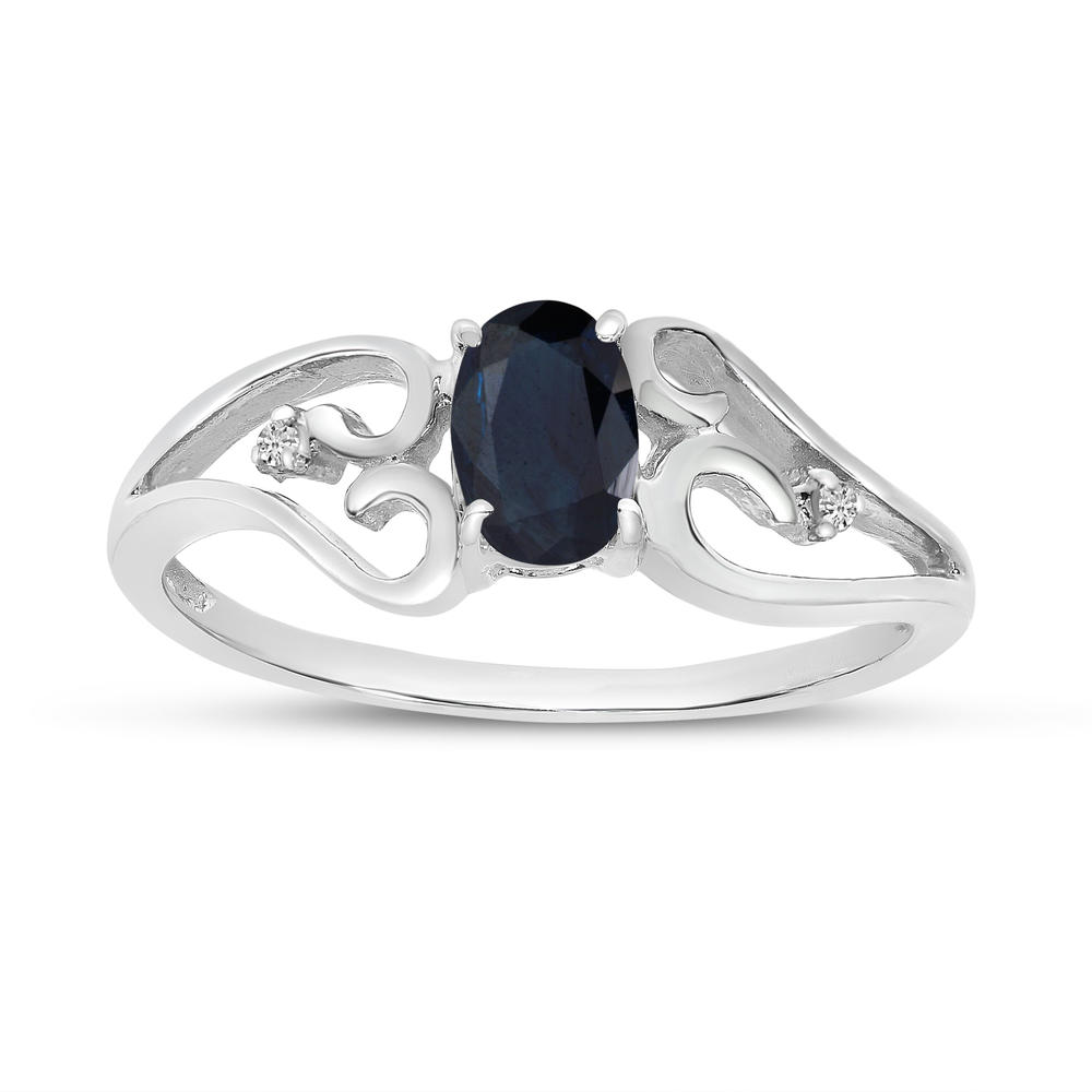 Direct-Jewelry 14k White Gold Oval Sapphire And Diamond Ring