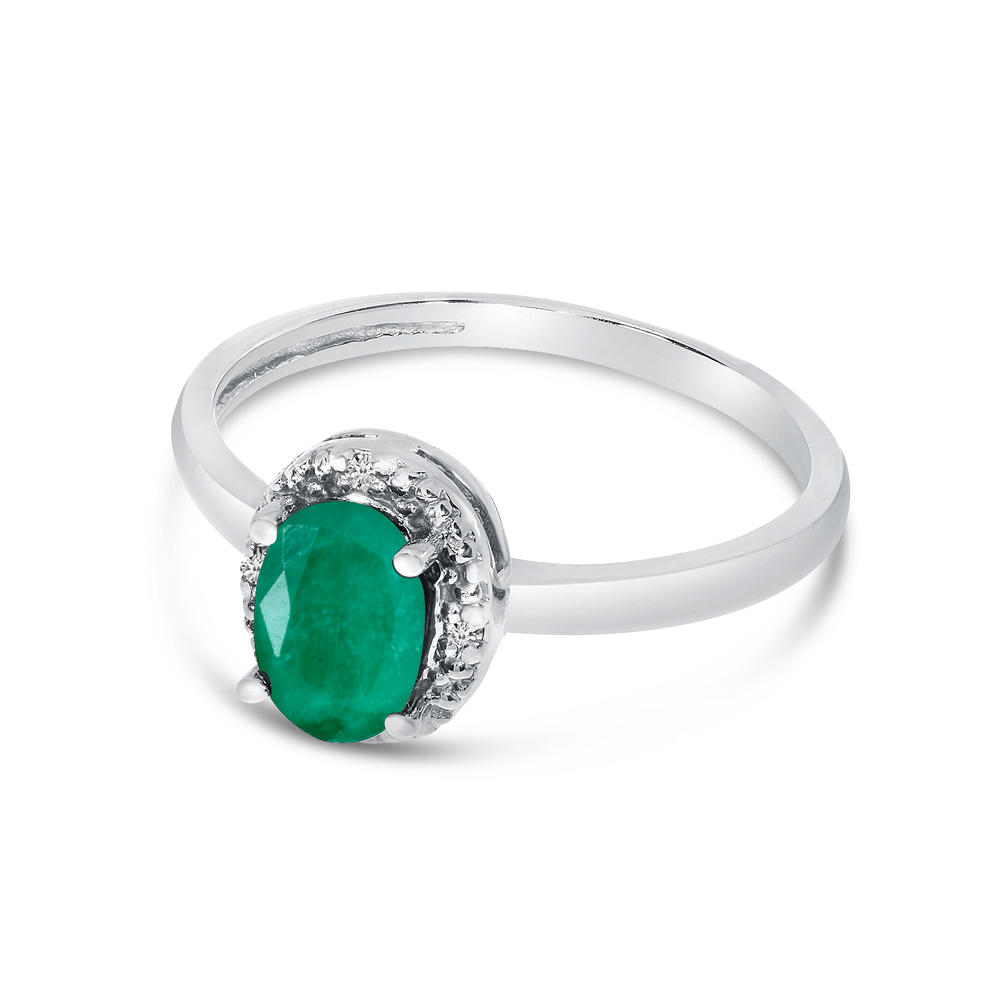 Direct-Jewelry 14k White Gold Oval Emerald And Diamond Ring