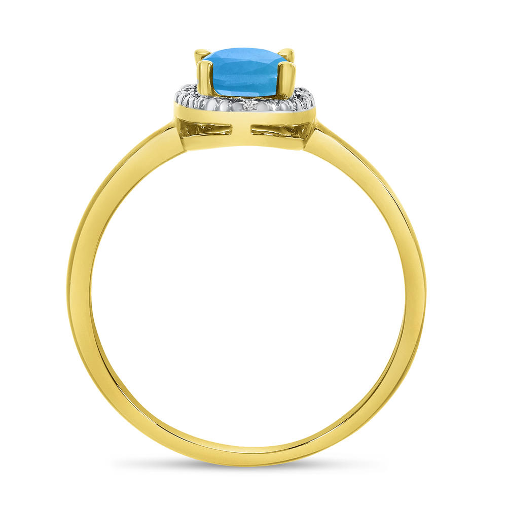 Direct-Jewelry 14k Yellow Gold Oval Blue Topaz And Diamond Ring