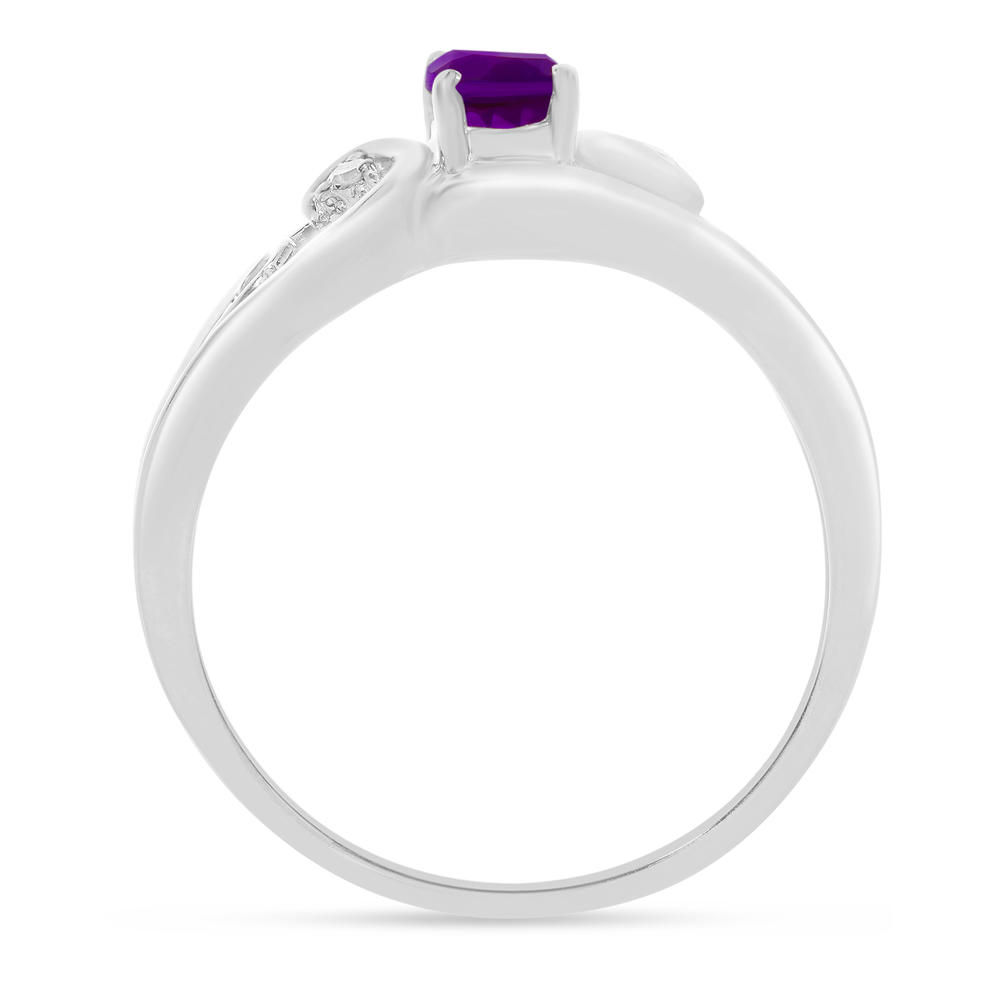 Direct-Jewelry 10k White Gold Oval Amethyst And Diamond Ring