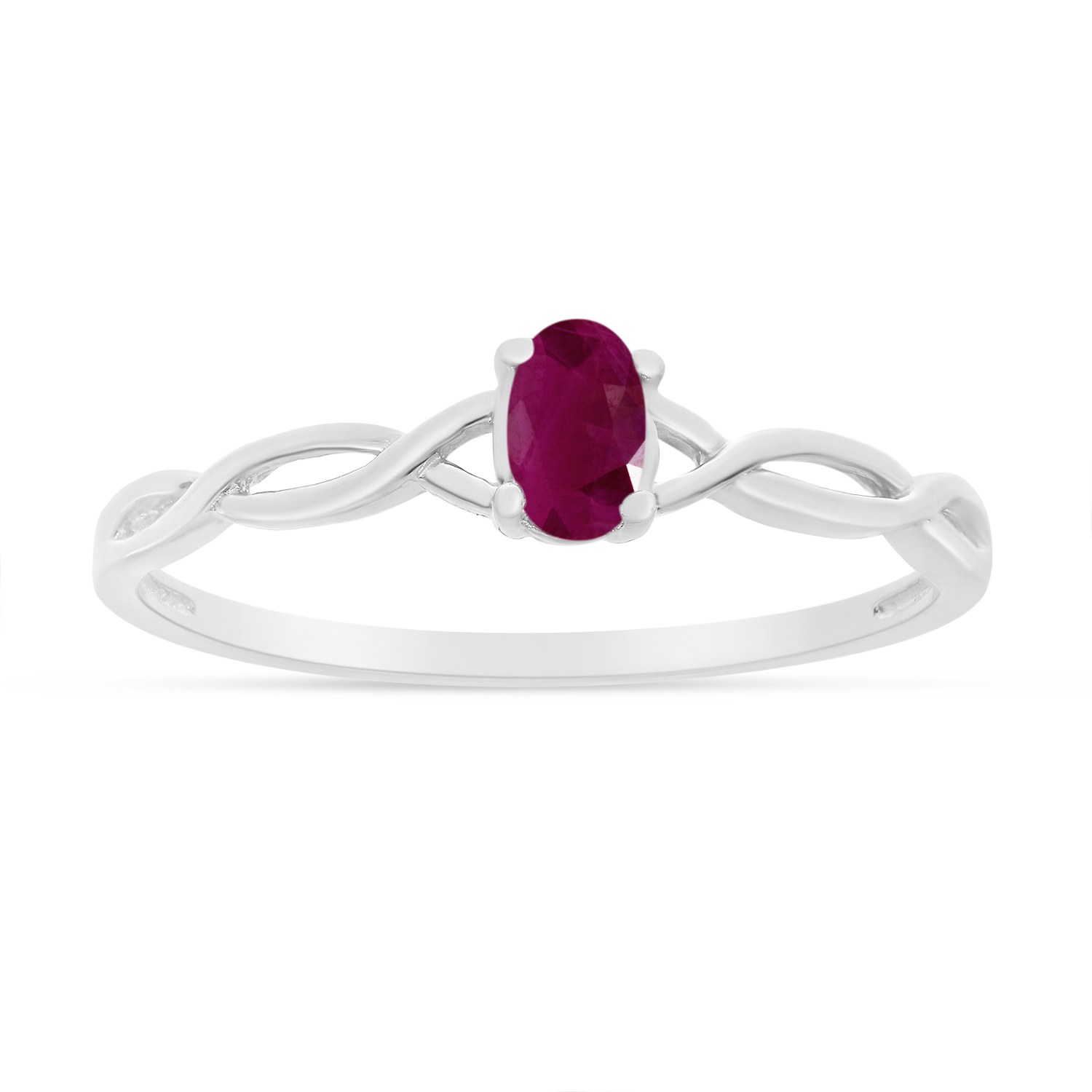 Direct-Jewelry 10k White Gold Oval Ruby Ring