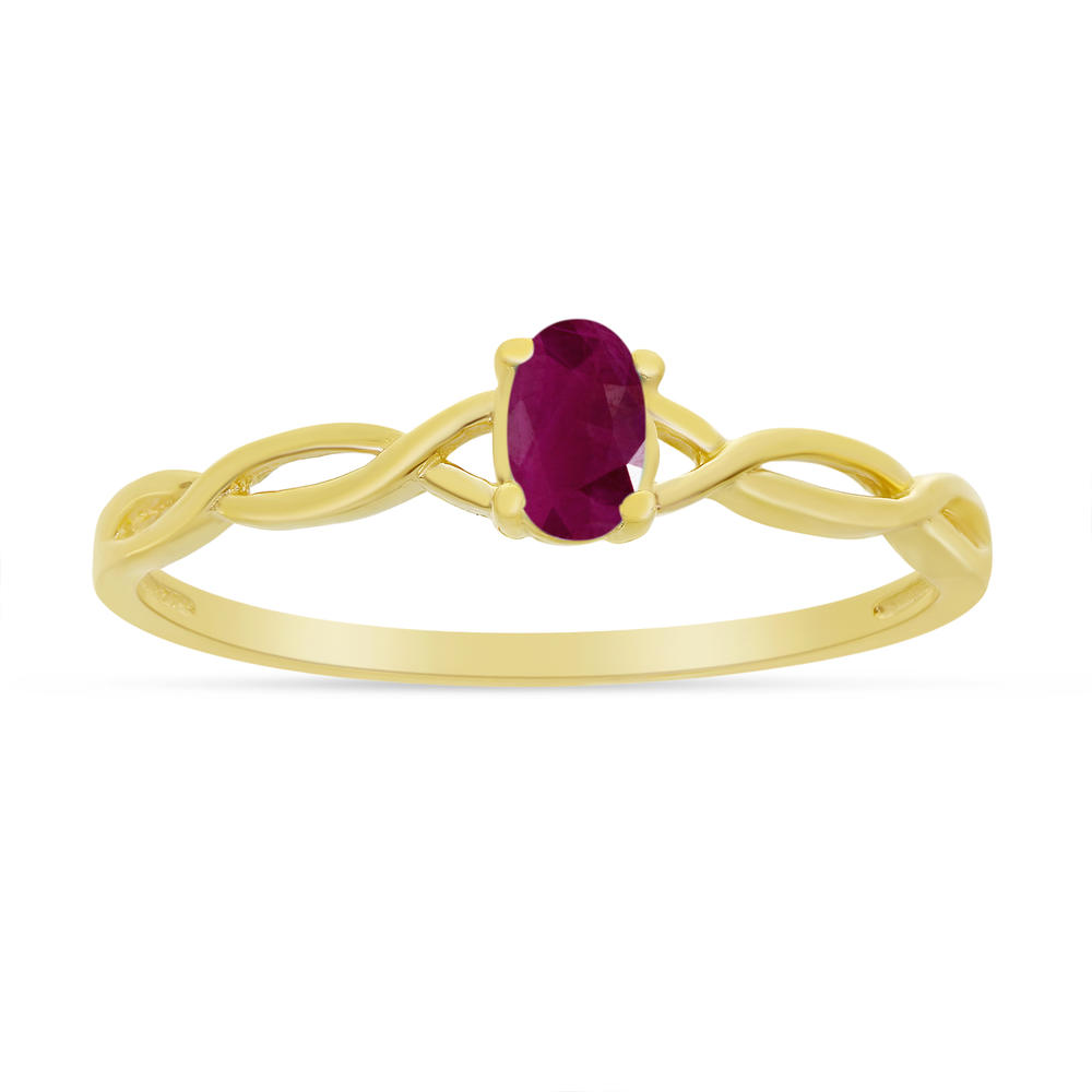 Direct-Jewelry 10k Yellow Gold Oval Ruby Ring