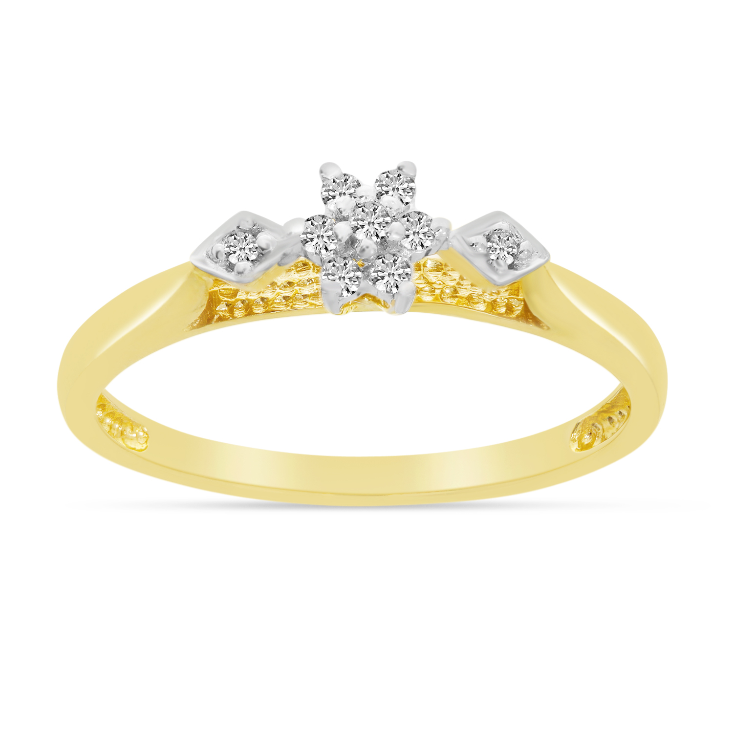 Direct-Jewelry 10K Yellow Gold Diamond Cluster Ring