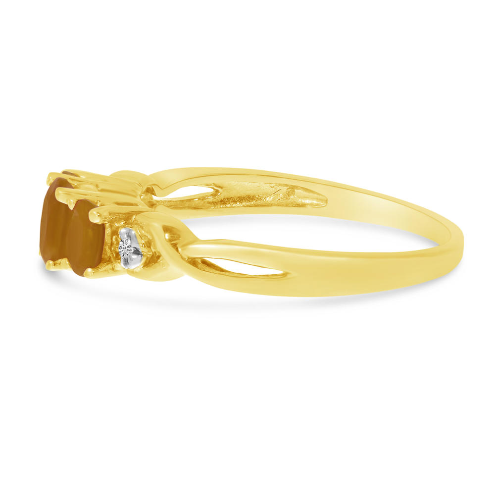 Direct-Jewelry 10k Yellow Gold Oval Citrine And Diamond Three Stone Ring