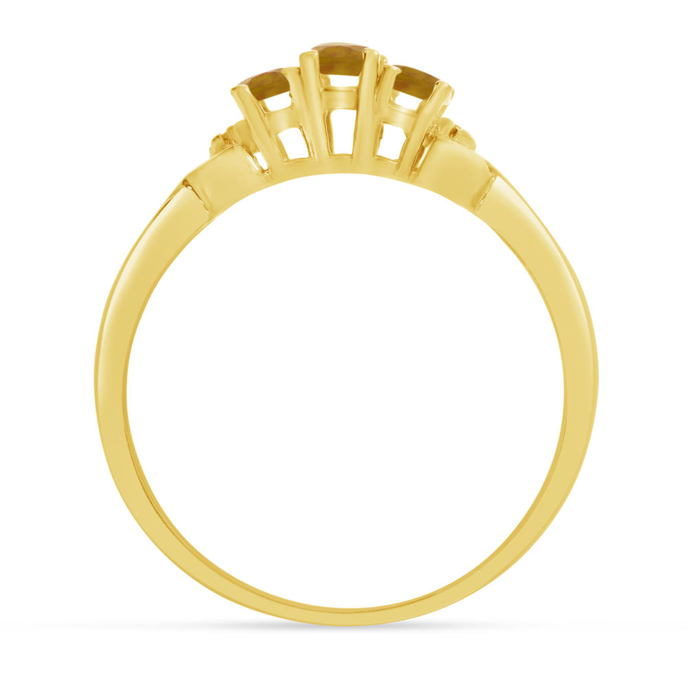 Direct-Jewelry 10k Yellow Gold Oval Citrine And Diamond Three Stone Ring