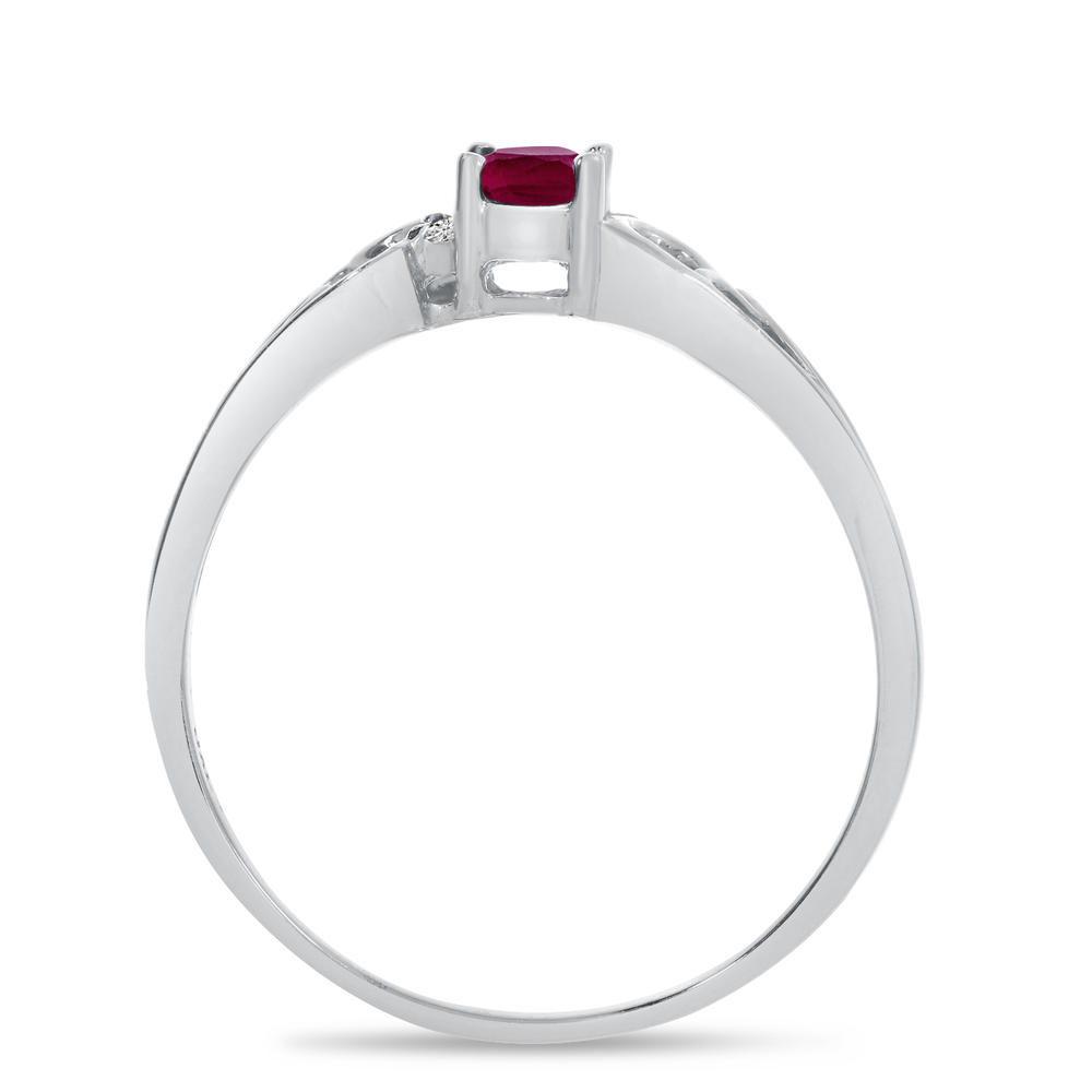 DIRECT-JEWELRY DON'T FORGET THE DASH 10k White Gold Oval Rhodolite Garnet And Diamond Ring