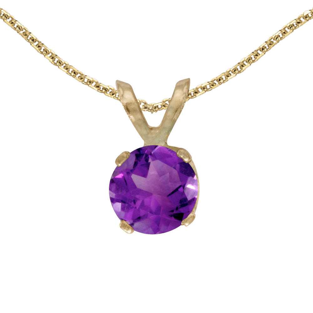 DIRECT-JEWELRY DON'T FORGET THE DASH 14k Yellow Gold Round Amethyst Pendant with 18" Chain