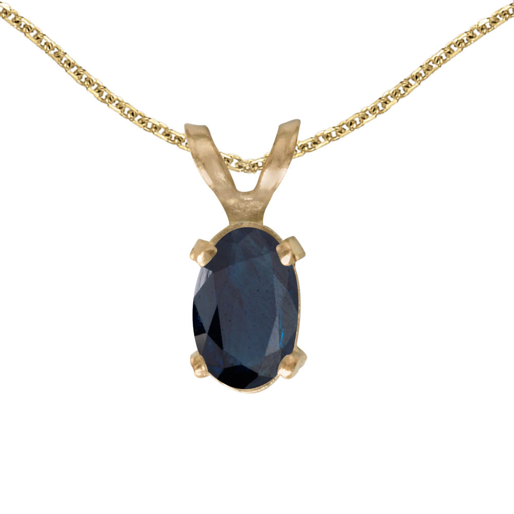 DIRECT-JEWELRY DON'T FORGET THE DASH 14k Yellow Gold Oval Sapphire Pendant with 18" Chain