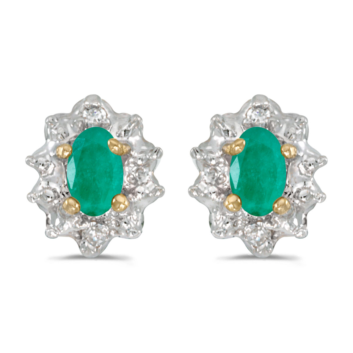 Direct Jewelry Earrings Emerald Sears Direct Jewelry 14k Yellow Gold Oval Emerald And Diamond Earrings