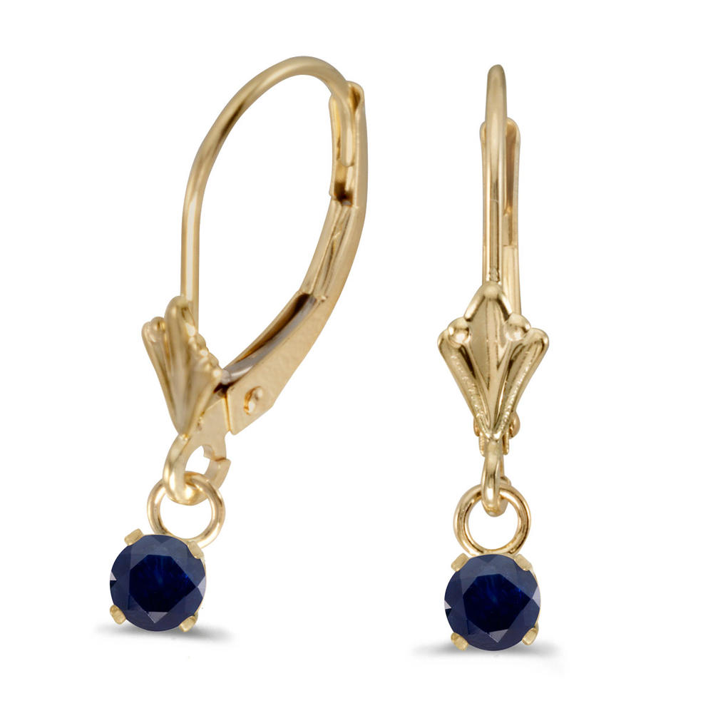 DIRECT-JEWELRY DON'T FORGET THE DASH 14k Yellow Gold Round Sapphire Lever-back Earrings