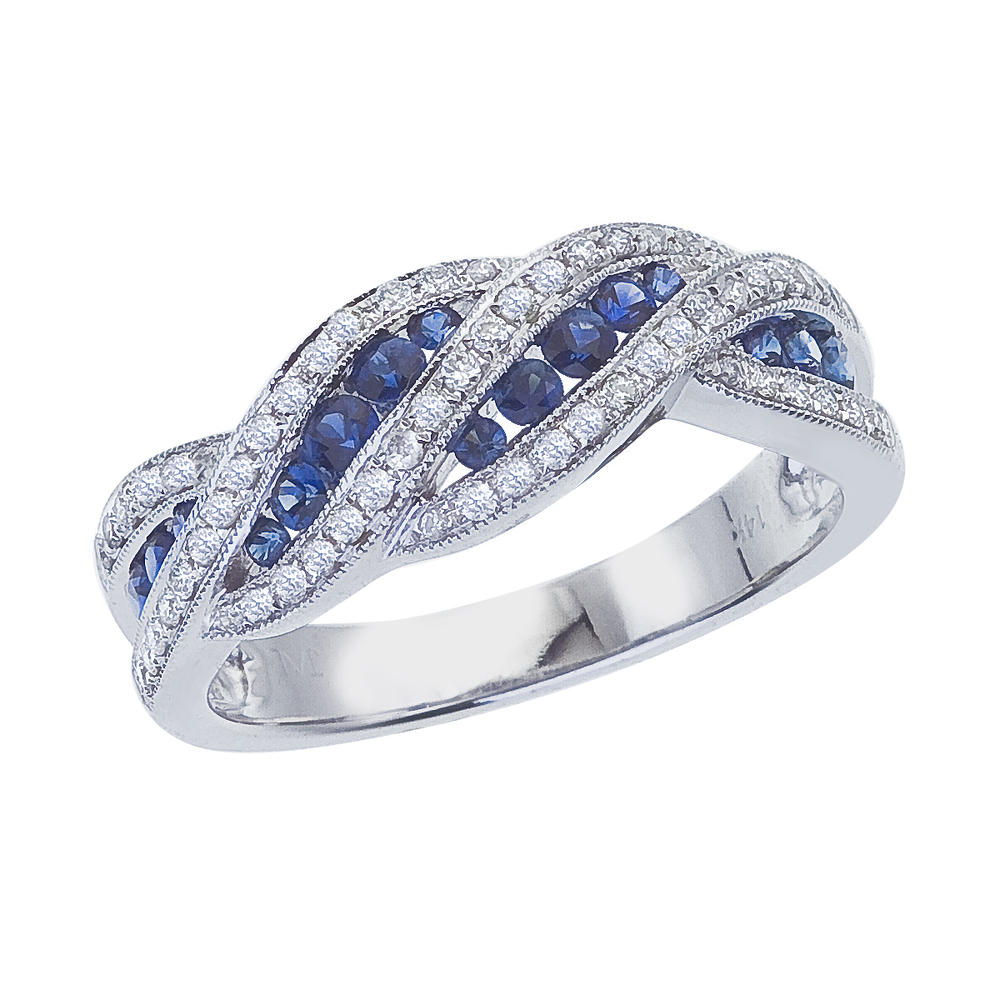 Direct-Jewelry 14k White Gold Sapphire and .27 ct Diamond Fashion Ring