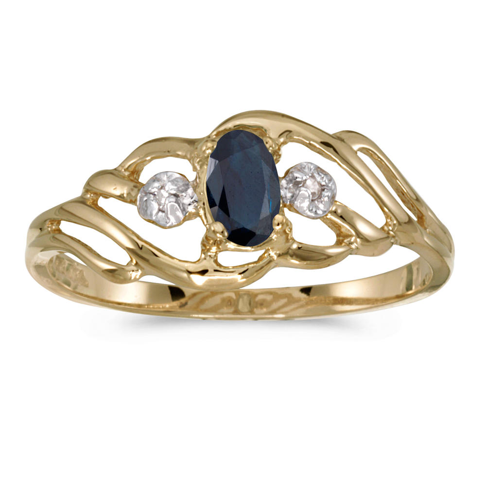 Direct-Jewelry 10k Yellow Gold Oval Sapphire And Diamond Ring