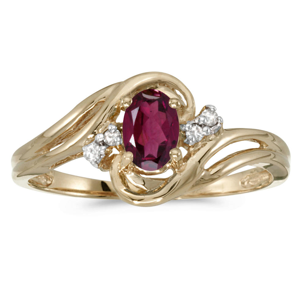 DIRECT-JEWELRY DON'T FORGET THE DASH 14k Yellow Gold Oval Rhodolite Garnet And Diamond Ring