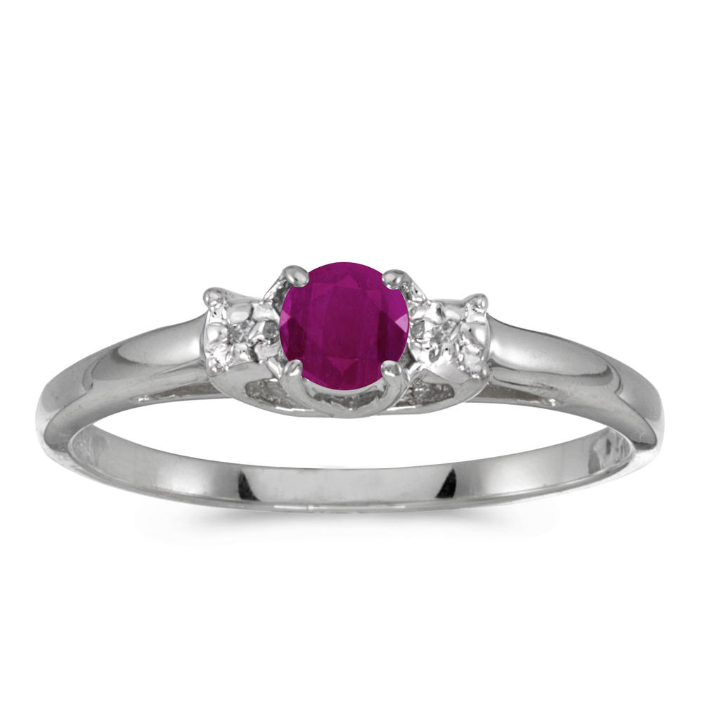 Direct-Jewelry 10k White Gold Round Ruby And Diamond Ring