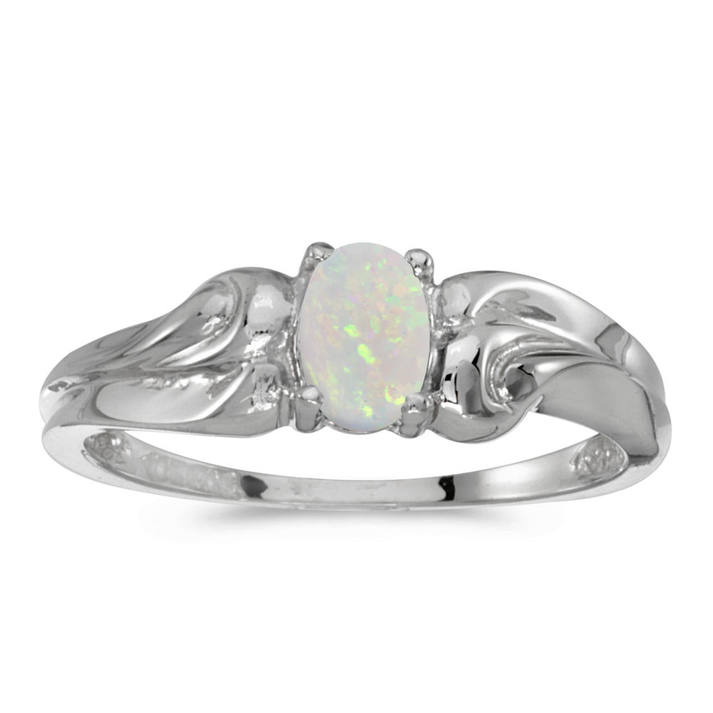 Direct-Jewelry 10k White Gold Oval Opal Ring