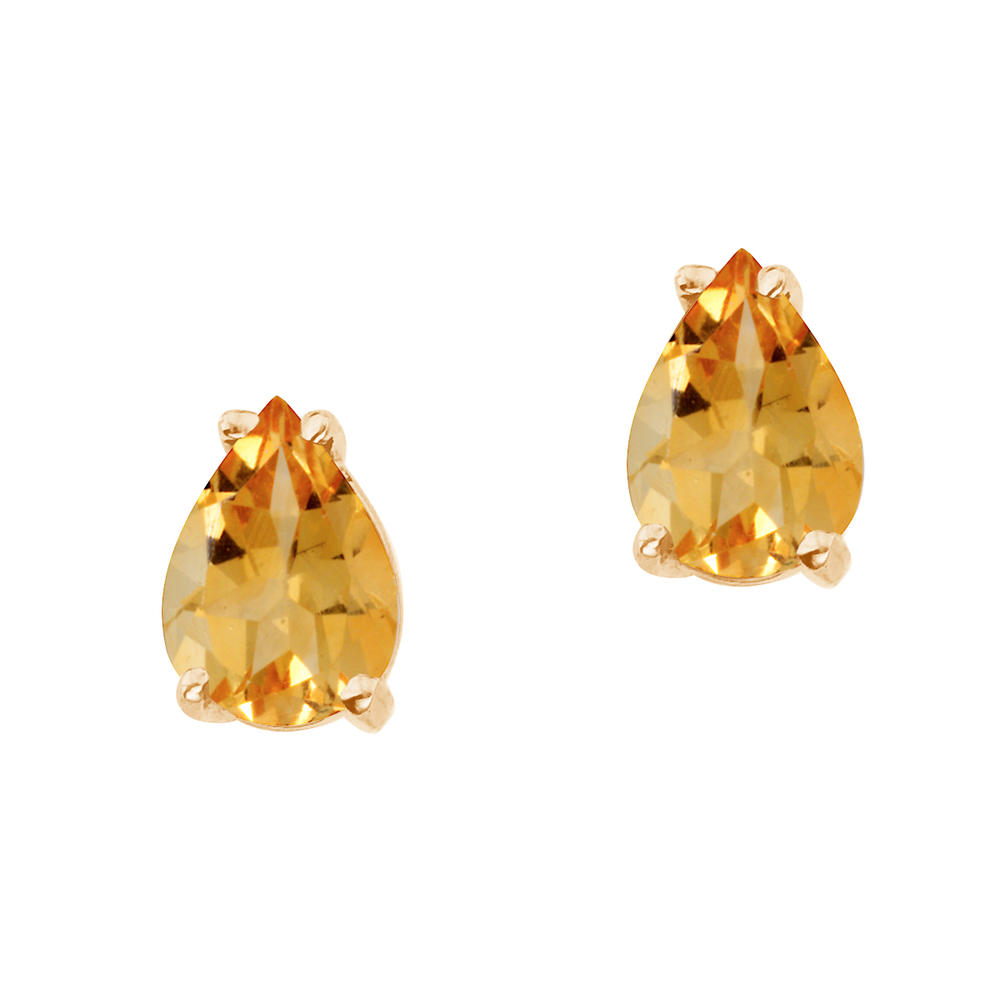 DIRECT-JEWELRY DON'T FORGET THE DASH 14k Yellow Gold Pear Shaped Citrine Stud Earrings
